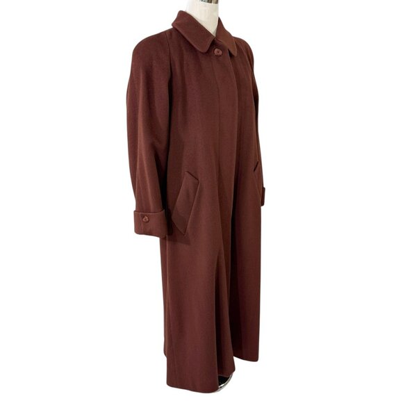 Evan Picone Brown Wool Long Trench Coat & Scarf Size 8 Vintage 1980s Made in USA - Picture 2 of 12
